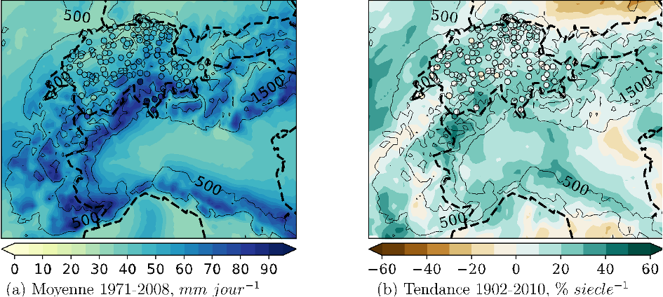 Augmentation des précipitations intenses dans les Alpes au cours du dernier siècle